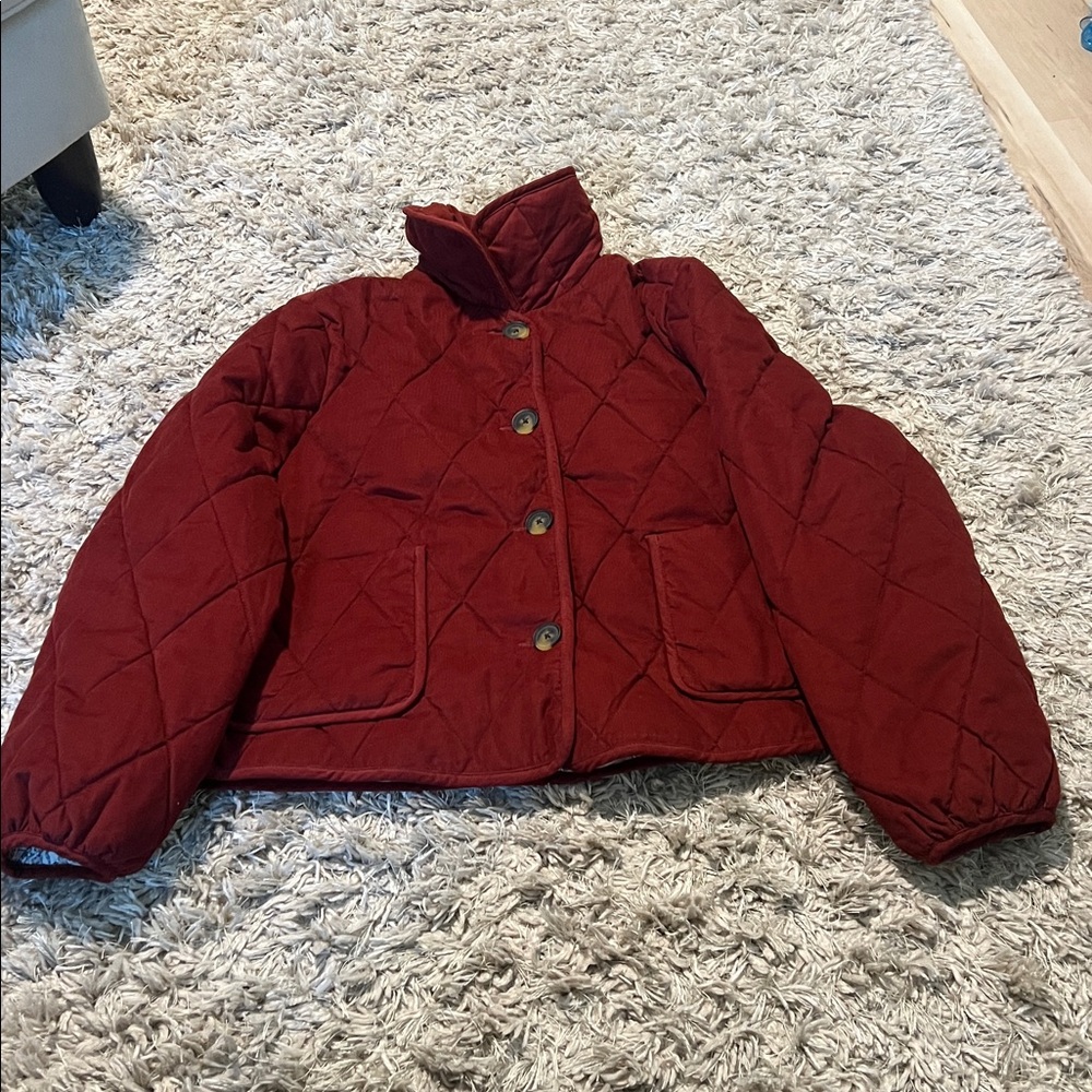 Boden Fitzrovia Quilted Cord Jacket - Fire Brick Red - Picture 7 of 9